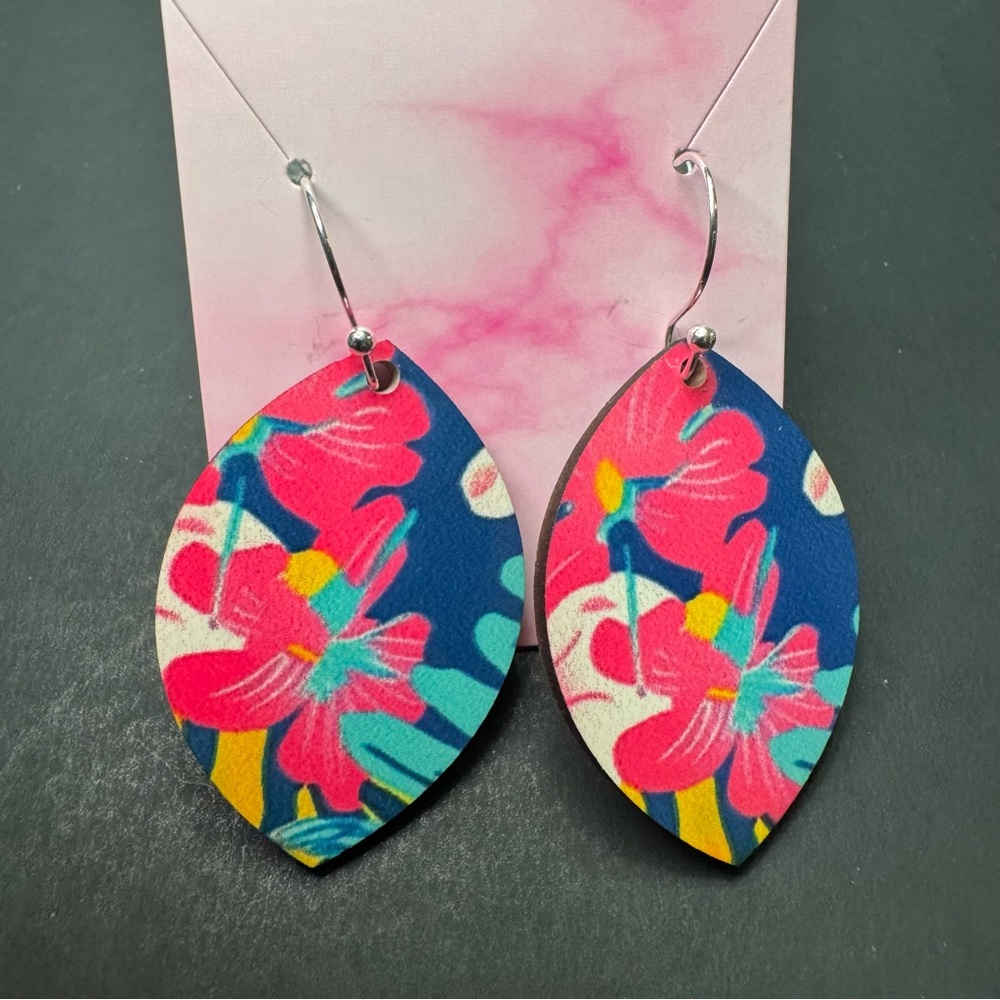 Hand Crafted Reversible Wood Earrings on Silver Plated Hooks